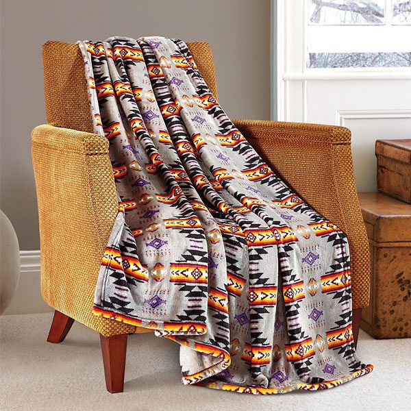 Navajo Print Silk Touch One Ply Blanket
