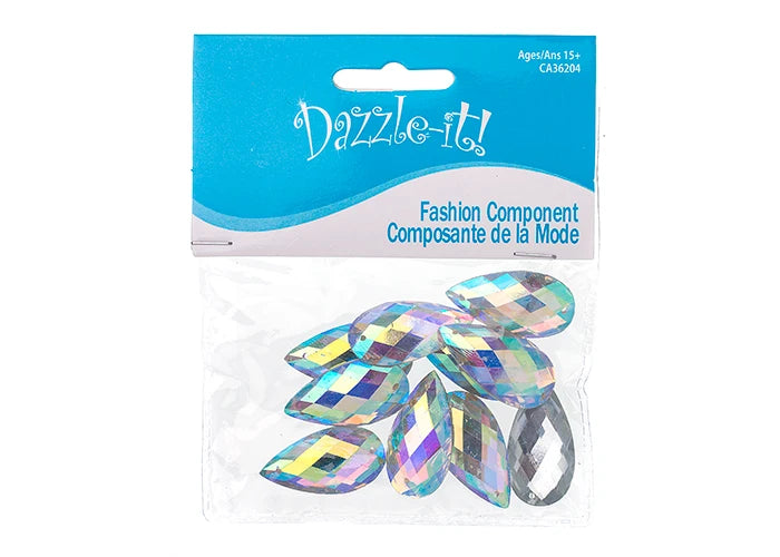 Resin Sew-on Metalico Stone Drop 16x30mm Crystal AB