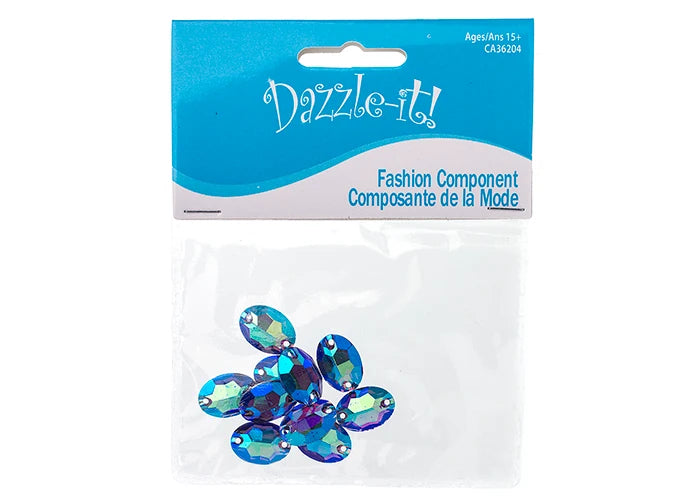 Resin Sew-on Metalico Stone Oval 11x16mm Purple AB