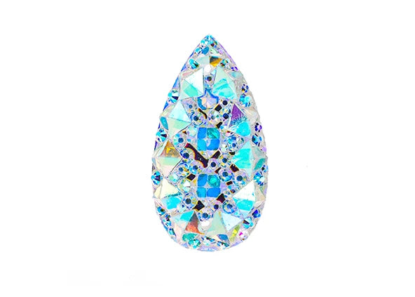 Resin Sew-on GummySpike(10pcs) Drop 16x30mm Crystal AB