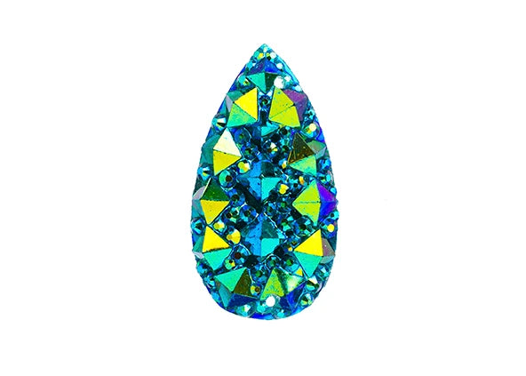 Resin Sew-on GummySpike(10pcs) Drop 16x30mm Emerald AB