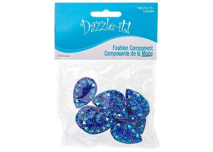 Resin Sew-on Gummy Spike(10pcs) Drop 20x30mm Royal Blue AB