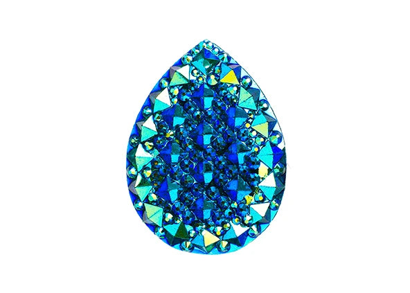 Resin Sew-on GummySpike(10pcs) Drop 20x30mm Emerald AB