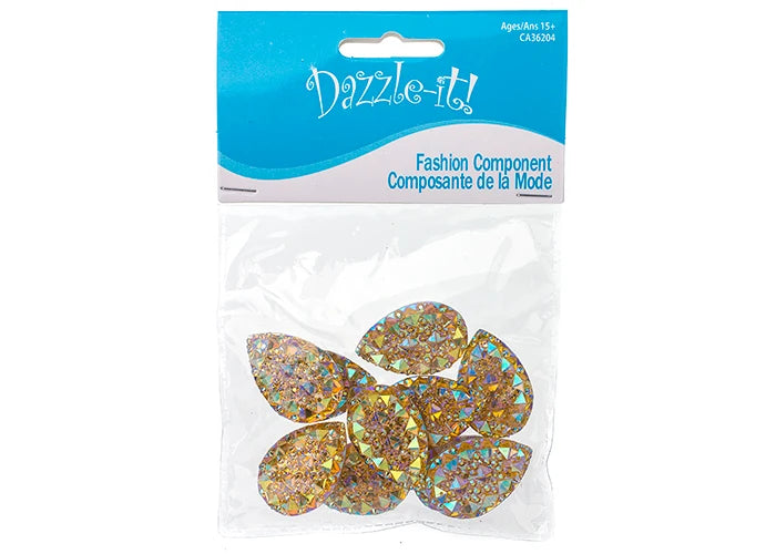 Resin Sew-on GummySpike(10pcs) Drop 20x30mm Citrine AB