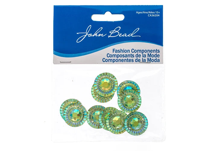 Resin Sew-On Piikki Stones 10pcs 20mm Round Lime AB