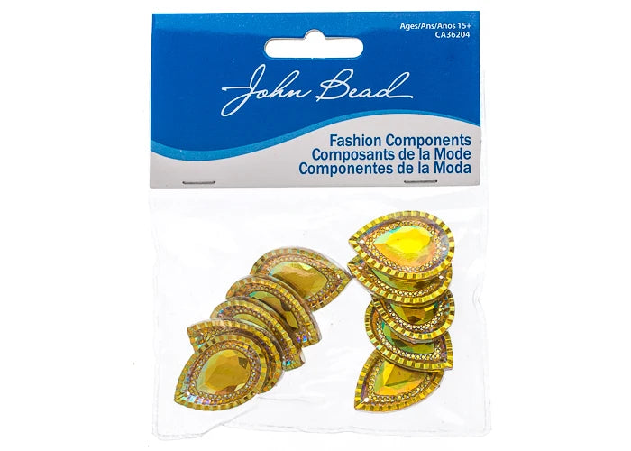 Resin Sew-On Piikki Stones 10pcs 20x30mm Drop Citrine AB