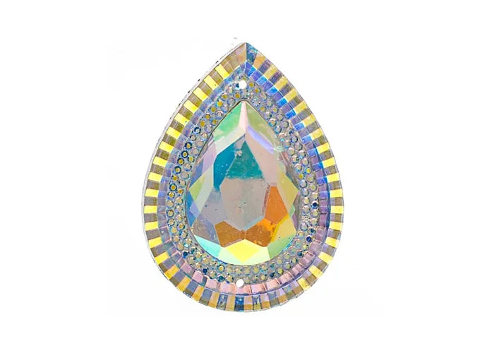 Resin Sew-On Piikki Stones 10pcs 30x40mm Drop Crystal AB