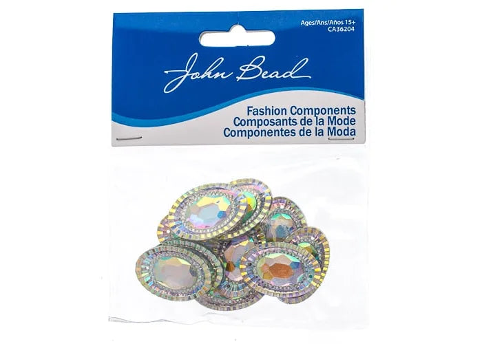 Resin Sew-On Piikki Stones 10pcs 20x30mm Oval Crystal AB