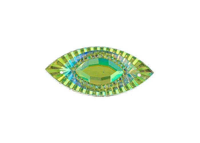 Resin Sew-On Piikki Stones 10pcs 18x40mm Navette Lime AB