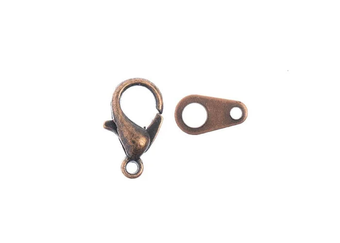 Lobster Clasp Set 12mm Antique Copper 10pcs