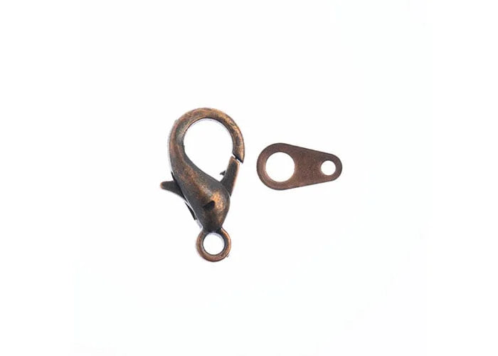 Lobster Clasp Set 15mm Antique Copper 6pcs