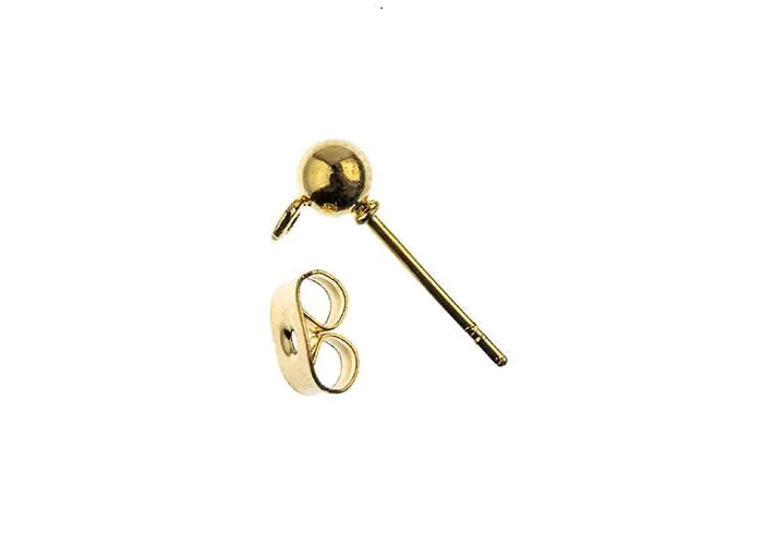 Earring Post w/5mm Ball Gold 12pcs
