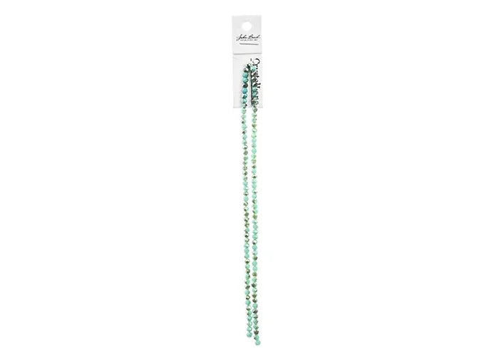 Crystal Lane DIY Rondelle 2 Strand 7in (apx110pcs) 3x4mm Op. Turquoise Blue w/half Champagne Luster