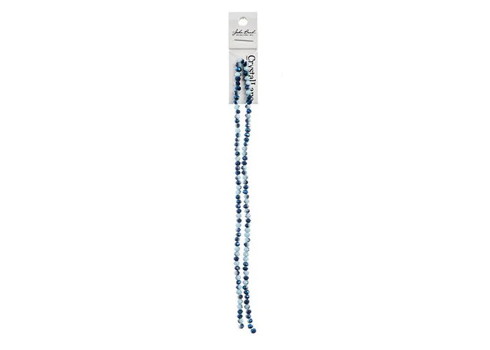 Crystal Lane DIY Rondelle 2 Strand 7in (apx110pcs) 3x4mm Opaque Light Blue w/Half Blue Iris