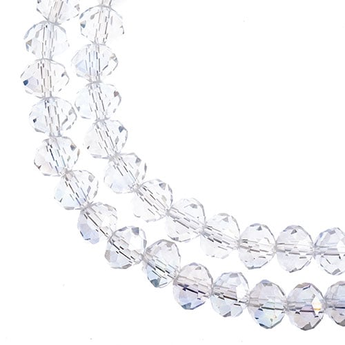 Crystal Lane DIY Rondelle 2 Strand 7in (apx78pcs) 4x6mm Transparent Crystal AB