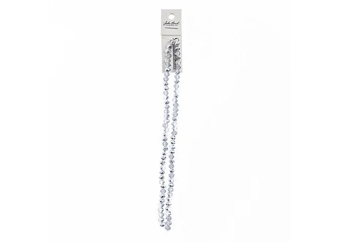 Crystal Lane DIY Rondelle 2 Strand 7in (apx78pcs) 4x6mm Transparent Half Silver Iris