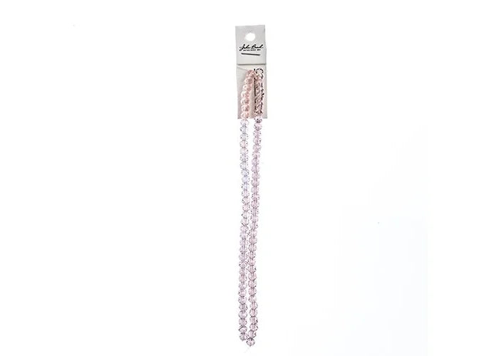 Crystal Lane DIY Rondelle 2 Strand 7in (apx78pcs) 4x6mm Transparent Pink AB