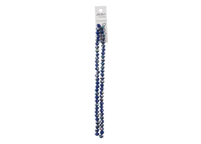 Crystal Lane DIY Rondelle 2 Strand 7in (apx58pcs) 6x8mm Opaque Dark Sapphire w/Half Iris
