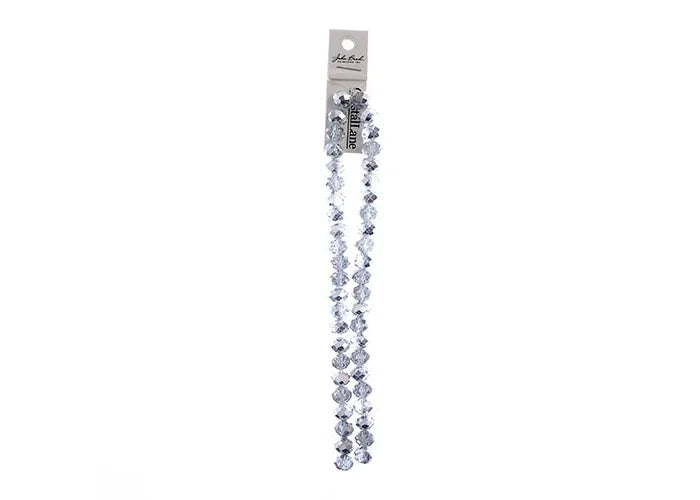 Crystal Lane DIY Rondelle 2 Strand 7in (apx46pcs) 8x10mm Transparent Half Silver Iris