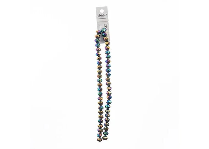Crystal Lane DIY Rondelle 2 Strand 7in (apx46pcs) 8x10mm Opaque Multi Color Iris