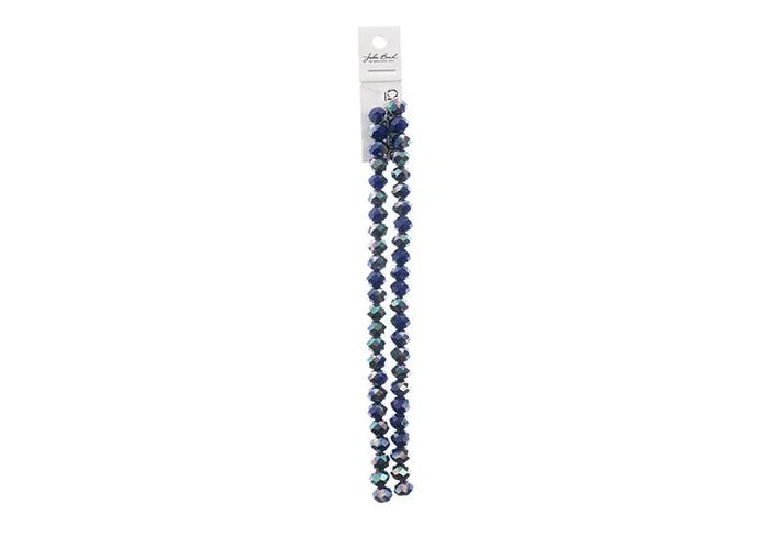 Crystal Lane DIY Rondelle 2 Strand 7in (apx46pcs) 8x10mm Opaque Dark Sapphire w/Half Iris