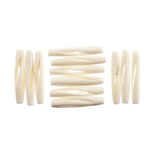 Bone Bead Pipe 1.5in Natural 12pcs worked on bone