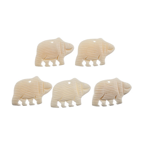 Bone Walking Bear Pendant 5pcs 1.25in White finish worked on bone