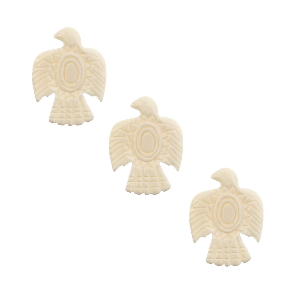 Bone Bird Open Wings Pendant 3pcs 1.8x1.38in White work on bone