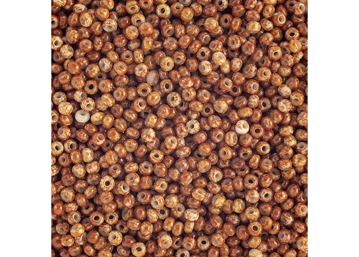 Czech Seed Beads 10/0 Opaque Travertine on Chalk White