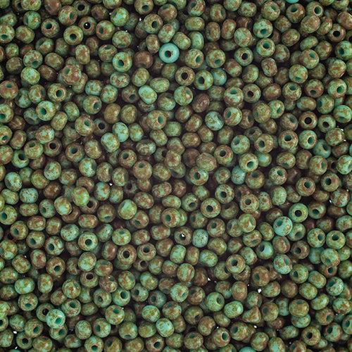 Czech Seed Beads 10/0 Opaque Travertine on Turquoise
