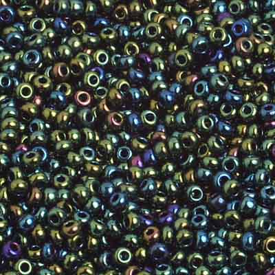 Czech Seed Beads 10/0 Opaque Iris Green