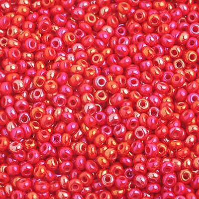 Czech Seed Beads 10/0 Opaque Medium Red AB