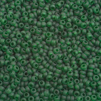 Czech Seed Beads 10/0 Transparent Dark Green Matt