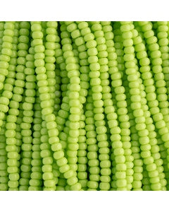 Czech Seed Bead 11/0 Cut Opaque Pale Green Strung