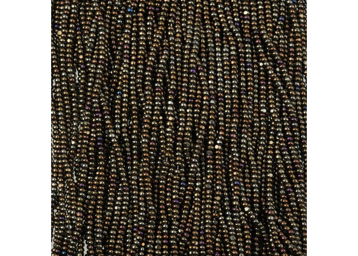 Czech Seed Bead 11/0 Cut Metallic Brown AB Strung