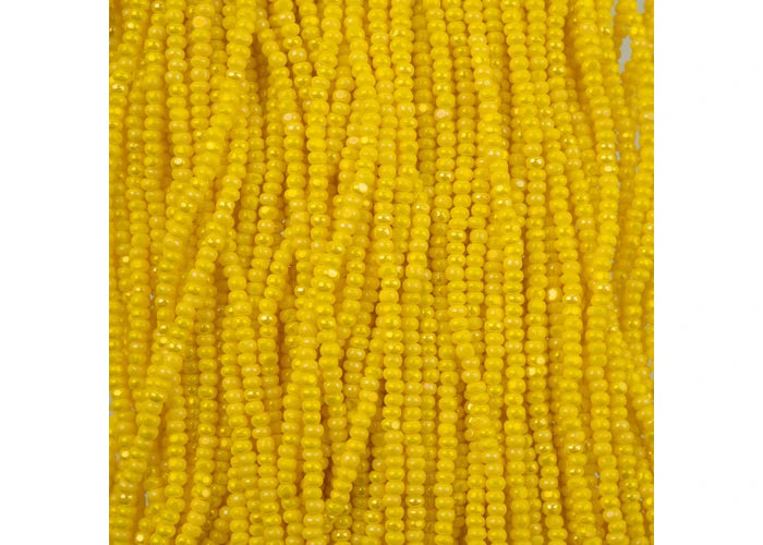 Czech Seed Bead 11/0 Cut Opaque Yellow Rainbow Strung