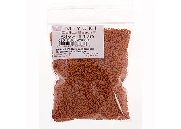Miyuki Delica 11/0 Duracoat Opaque Dyed Pumpkin Orange