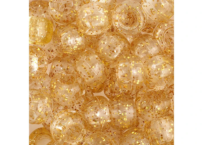 Crow Bead/Pony Bead Sparkle 9mm Gold