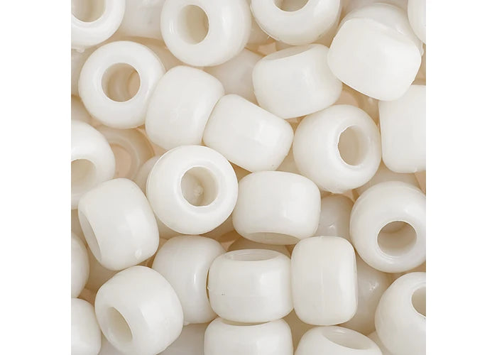 Crow Bead/Pony Bead Opaque 9mm Pearl White