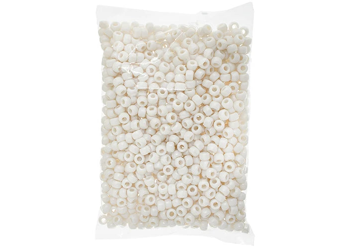 Crow Bead/Pony Bead Opaque 9mm Pearl White