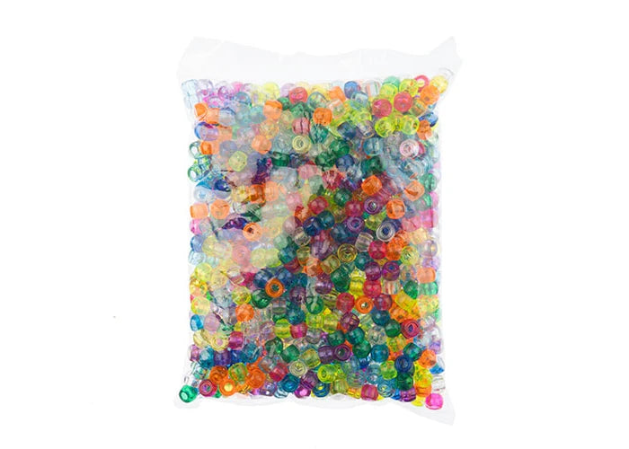 Crow Bead/Pony Bead Transparent 9mm Multi