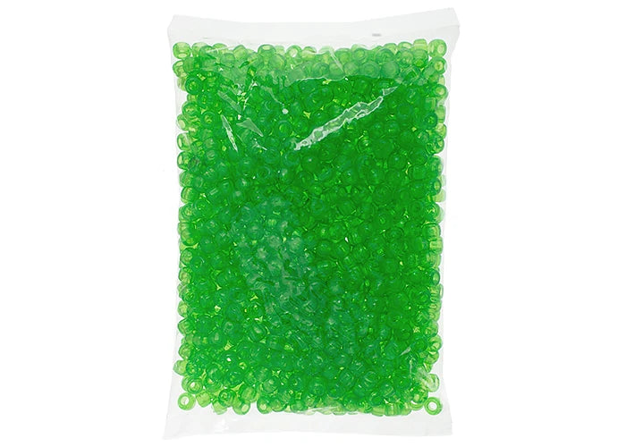 Crow Bead/Pony Bead Transparent 9mm Flourescent Green
