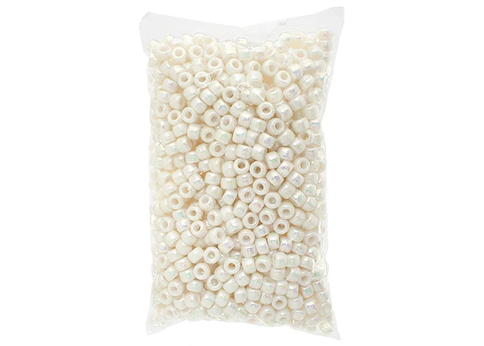 Crow Bead/Pony Bead Opaque 9mm White Iris