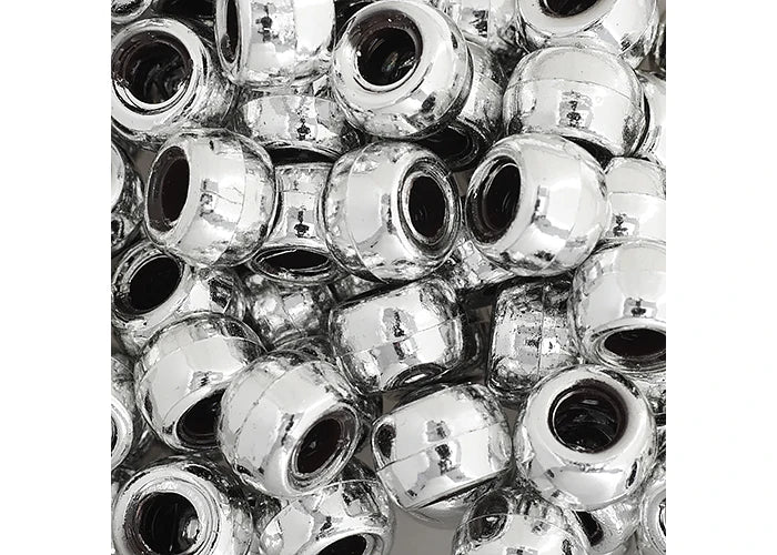 Crow Bead/Pony Bead Metalized Opaque 9mm Silver