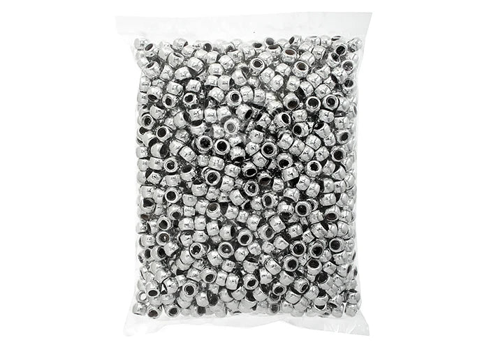 Crow Bead/Pony Bead Metalized Opaque 9mm Silver