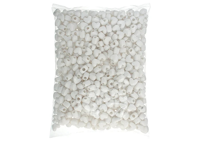 Pony Bead Heart 10x12mm Opaque White