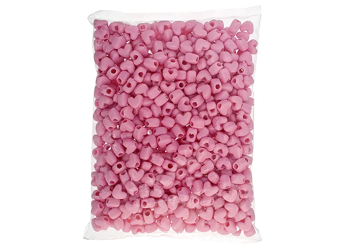 Pony Bead Heart 10x12mm Opaque Pink