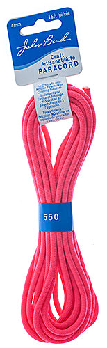 Craft Paracord 16ft (4.8m) 4mm Neon Pink