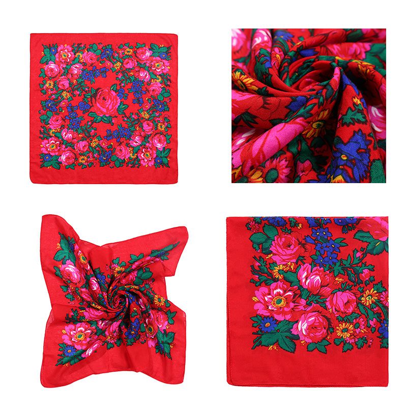 30″ x 30″ Non-Metallic RED Kokum Floral Scarf