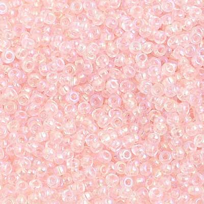 Czech Seed Beads 10/0 Transparent Light Pink Rainbow